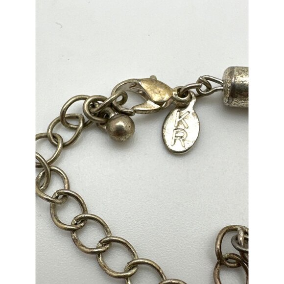 Vintage Silver & Black Twisted Rope Chain Necklace KR Logo - Picture 4 of 7